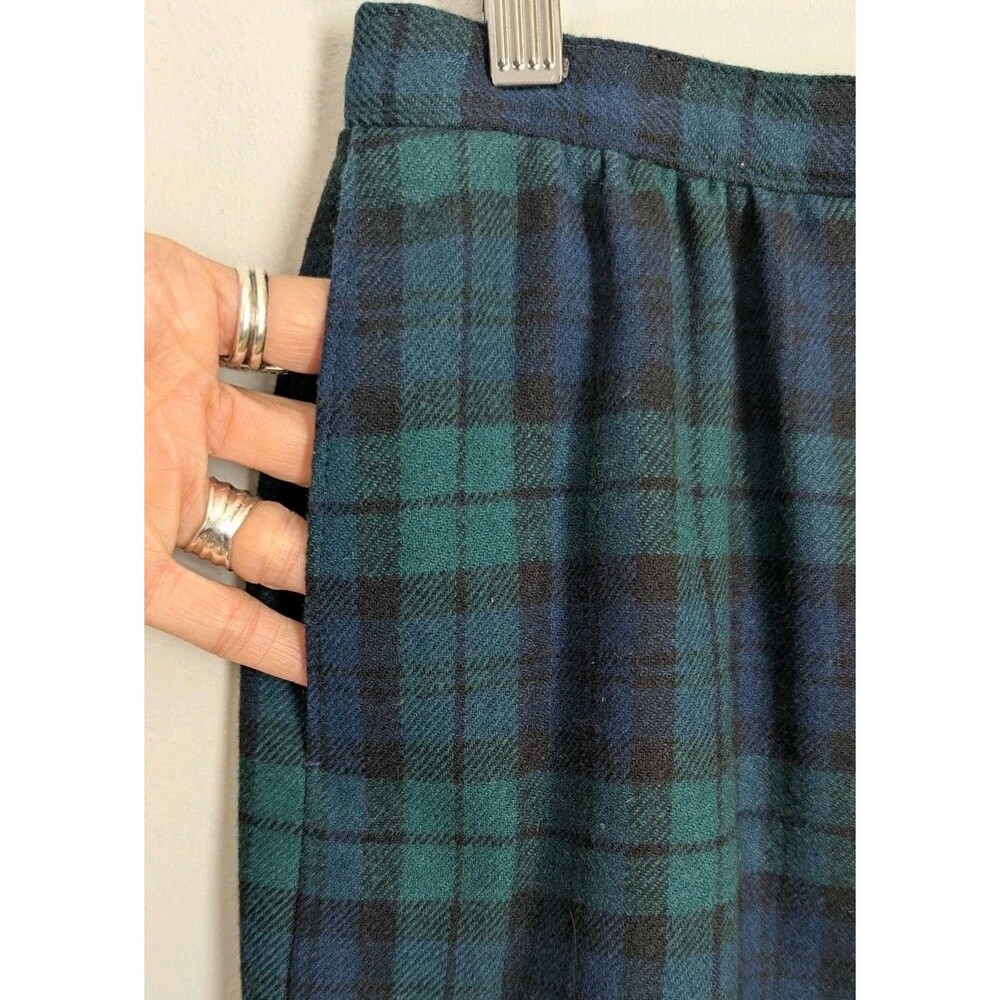 Vtg Pendleton Wool Skirt Blackwatch Tartan Plaid USA Tagged 8 Navy Green Classic - Picture 3 of 9